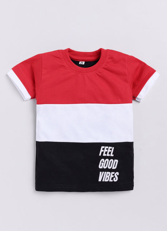 Feel Good Vibes Cotton Sinker Sweatshirt & Jogger Full Sleeves Clothing Set (Red , White, Black)