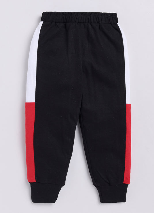 Feel Good Vibes Cotton Sinker Sweatshirt & Jogger Full Sleeves Clothing Set (Red , White, Black)