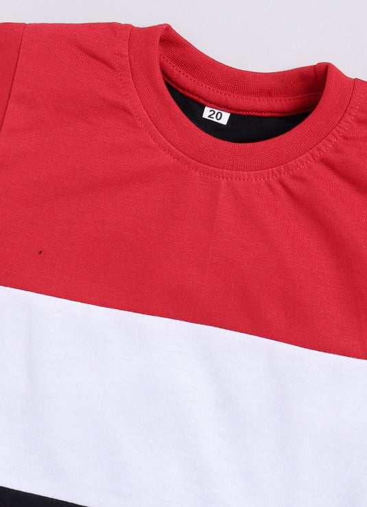 Feel Good Vibes Cotton Sinker Sweatshirt & Jogger Full Sleeves Clothing Set (Red , White, Black)