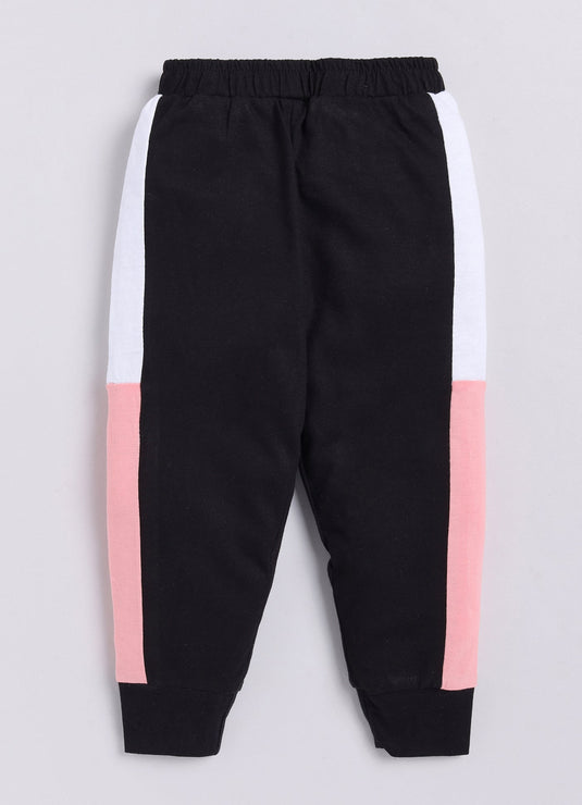 Feel Good Vibes Cotton Sinker Sweatshirt & Jogger Full Sleeves Clothing Set (ROSE White Black)
