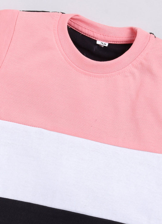 Feel Good Vibes Cotton Sinker Sweatshirt & Jogger Full Sleeves Clothing Set (ROSE White Black)