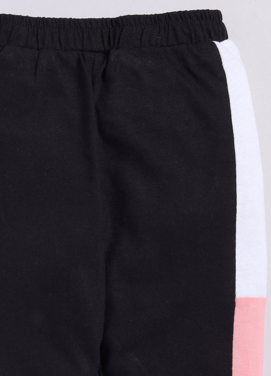 Feel Good Vibes Cotton Sinker Sweatshirt & Jogger Full Sleeves Clothing Set (ROSE White Black)