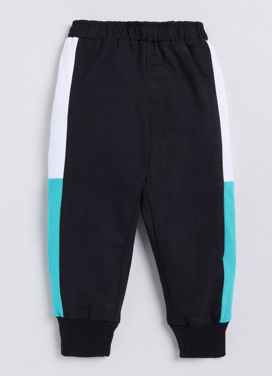 Feel Good Vibes Cotton Sinker Sweatshirt & Jogger Full Sleeves Clothing Set (SeaGreen White Black)