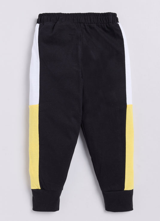 Feel Good Vibes Cotton Sinker Sweatshirt & Jogger Full Sleeves Clothing Set (Yellow White Black)