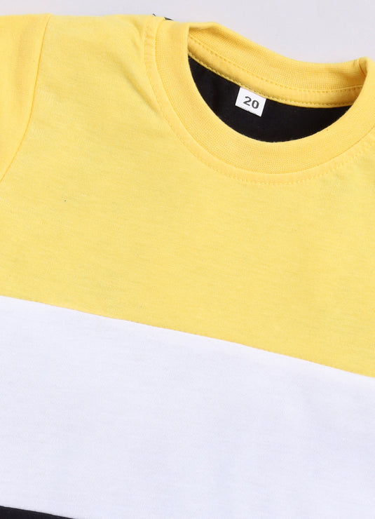 Feel Good Vibes Cotton Sinker Sweatshirt & Jogger Full Sleeves Clothing Set (Yellow White Black)