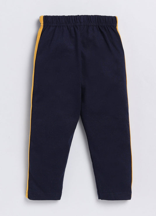 Stripes Chest Cotton Sinker Tee & Jogger Half Sleeve Clothing Set (Yellow & White)