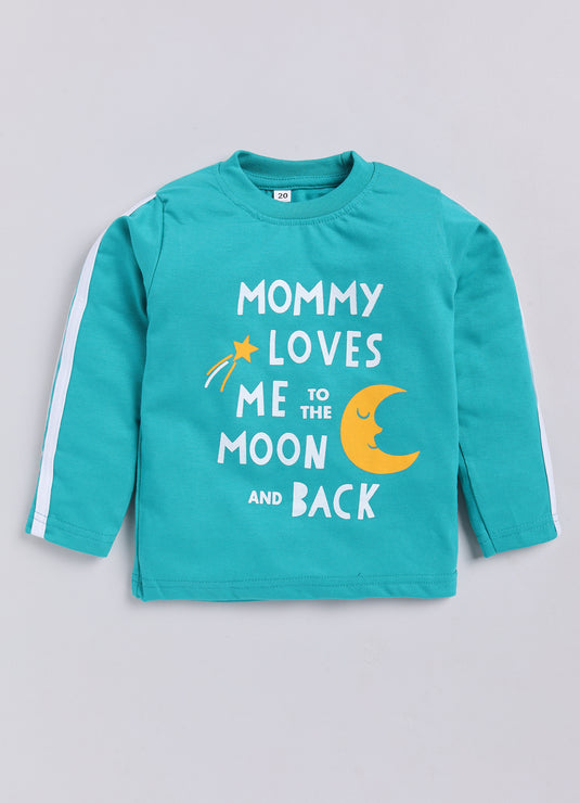 Mommy loves you to the moon and back Cotton Sinker Sweatshirt & Jogger Full Sleeves Clothing Set