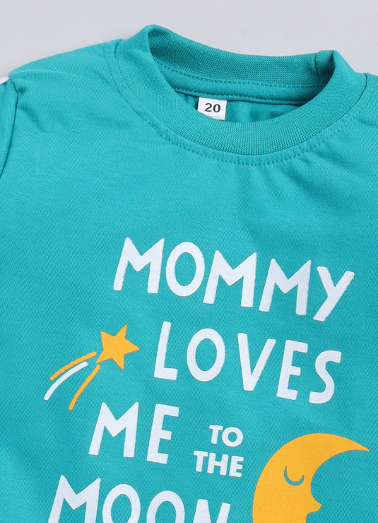 Mommy loves you to the moon and back Cotton Sinker Sweatshirt & Jogger Full Sleeves Clothing Set