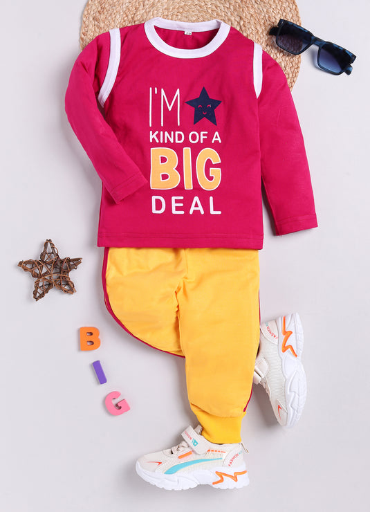 I'm Kind of big deal Cotton Sinker Sweatshirt & Jogger Full Sleeves Clothing Set