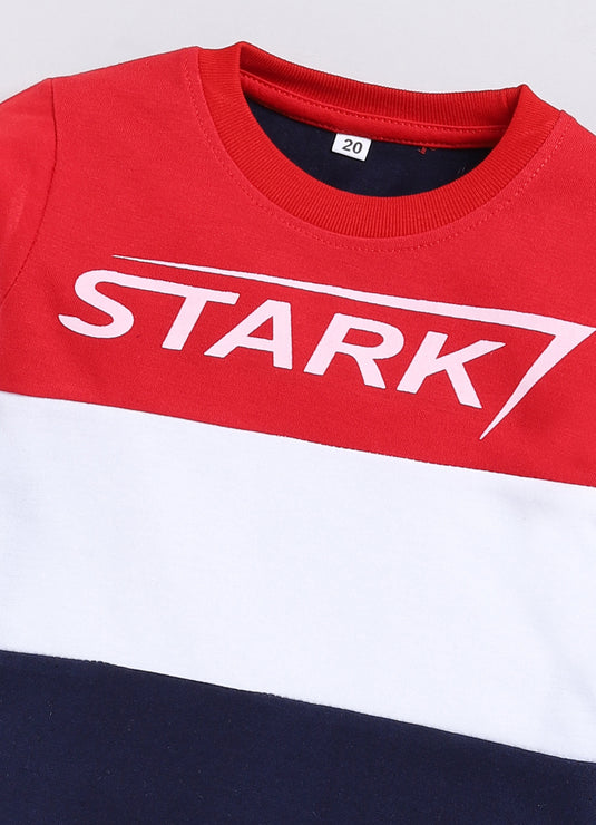 Stark Cotton Sinker Sweatshirt & Jogger Full Sleeves Clothing Set (Red White Navy)
