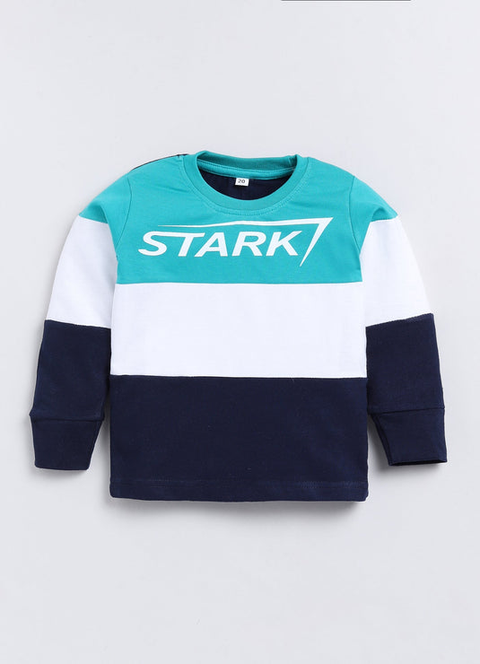 Stark Cotton Sinker Sweatshirt & Jogger Full Sleeves Clothing Set(Seagreen White Navy)