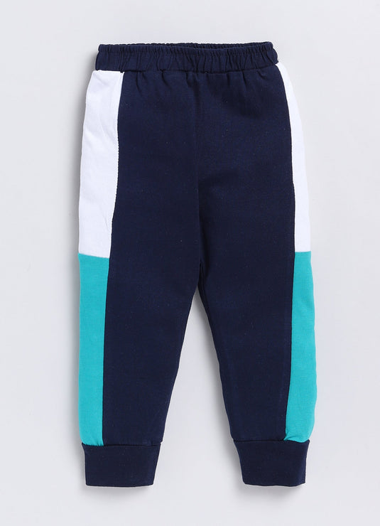Stark Cotton Sinker Sweatshirt & Jogger Full Sleeves Clothing Set(Seagreen White Navy)