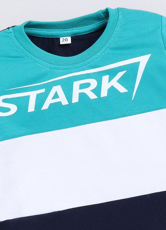 Stark Cotton Sinker Sweatshirt & Jogger Full Sleeves Clothing Set(Seagreen White Navy)