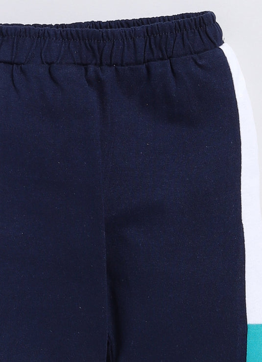 Stark Cotton Sinker Sweatshirt & Jogger Full Sleeves Clothing Set(Seagreen White Navy)
