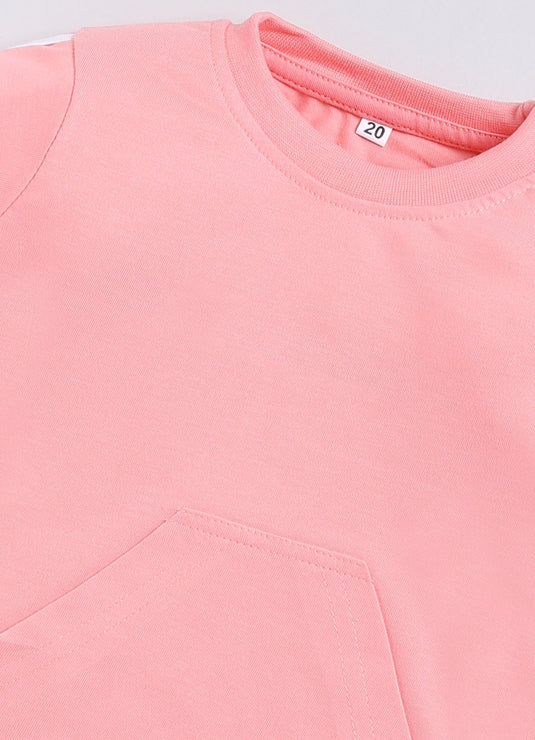 Stripes Cotton Sinker Sweatshirt & Jogger Full Sleeves Clothing Set(Rose)