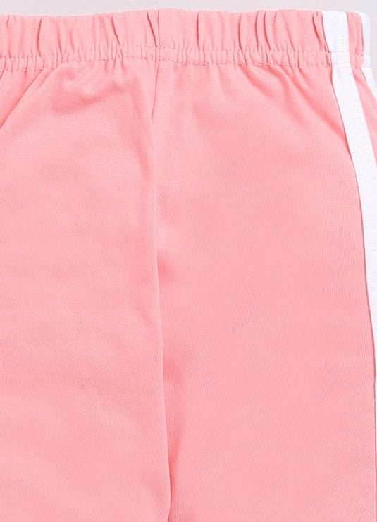 Stripes Cotton Sinker Sweatshirt & Jogger Full Sleeves Clothing Set(Rose)