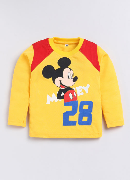Mickey Print Cotton Sinker Sweatshirt & Jogger Full Sleeves Clothing Set