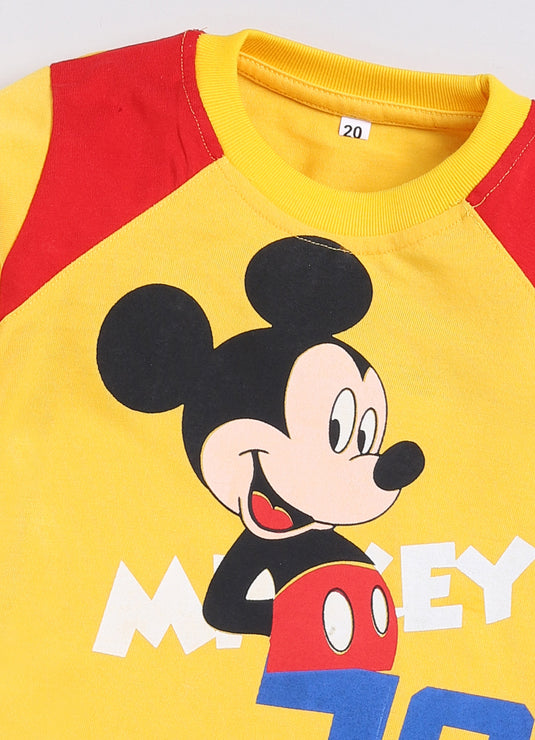 Mickey Print Cotton Sinker Sweatshirt & Jogger Full Sleeves Clothing Set