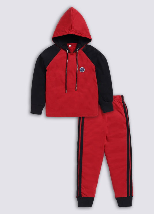 Raglan Contrast Cotton Sinker Sweatshirt & Jogger Full Sleeves Clothing Set