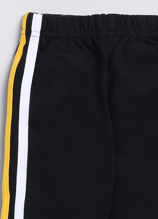 Streetwear contrast colour Cotton Sinker Hoodie & Jogger Full Sleeves Clothing Set (Yellow White & Black)