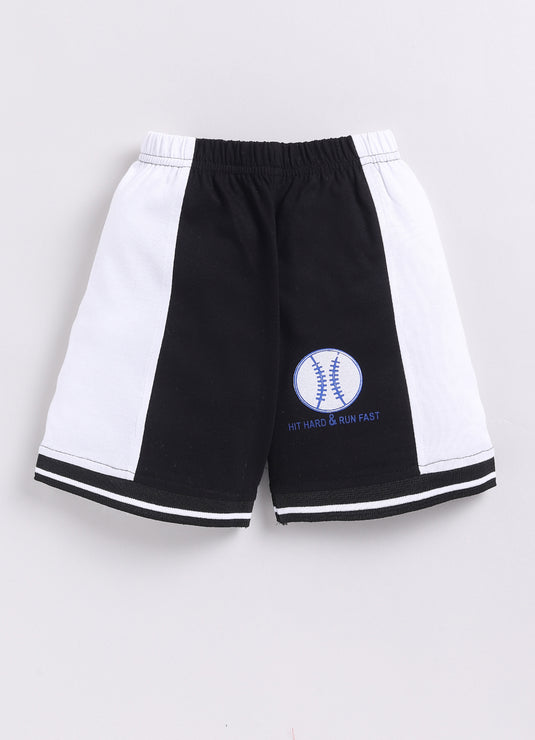 Stylish Bear Black and White Summer T-Shirt and Shorts Set for Kids Boys/Girls