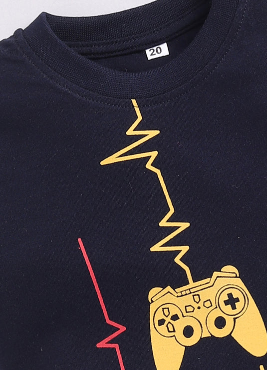 Game Controller Boys Black & Mustard T-Shirt and Shorts Set for kids Boys