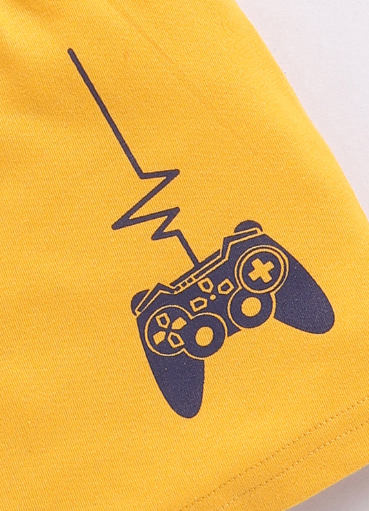 Game Controller Boys Black & Mustard T-Shirt and Shorts Set for kids Boys