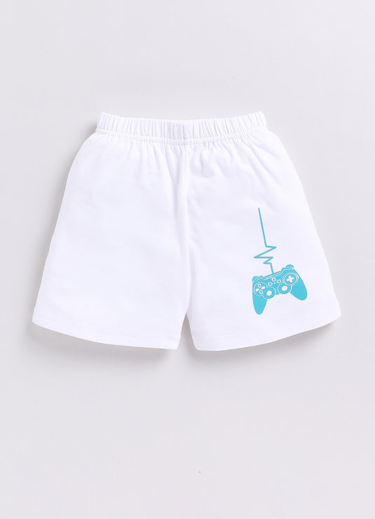 Pixel Game Controller Sea Green & White T-Shirt and Shorts Set for kids Boys