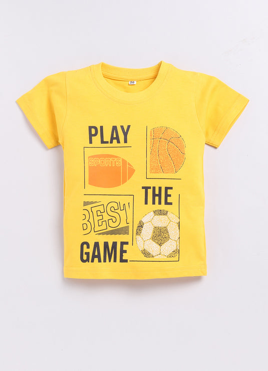 Sunshine "Play the Game" Yellow T-Shirt and Shorts Set for kids Boys