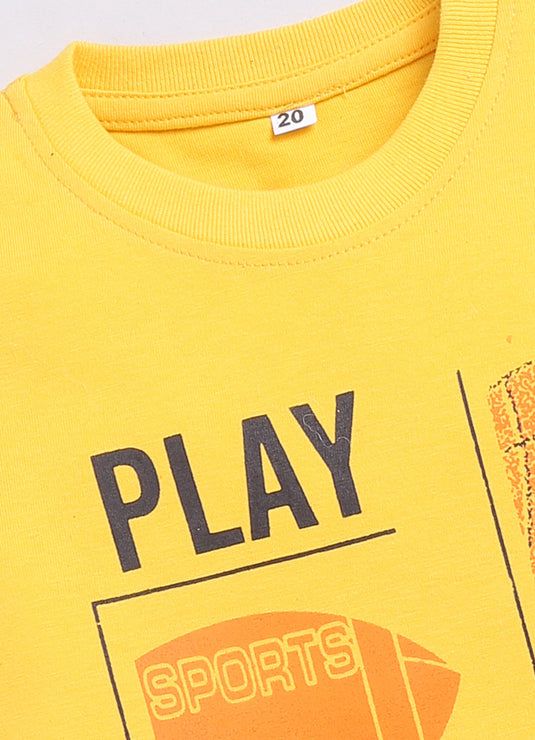 Sunshine "Play the Game" Yellow T-Shirt and Shorts Set for kids Boys