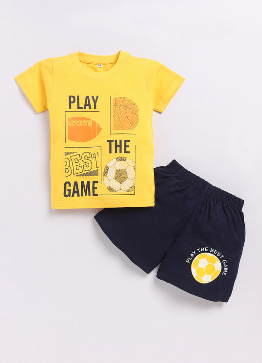 Sunshine "Play the Game" Yellow T-Shirt and Shorts Set for kids Boys