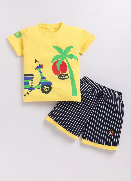 Sunny Palm tree Kids T-Shirt and Shorts Set for kids Boys