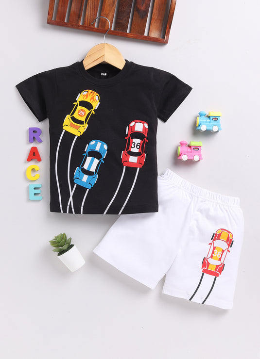 Stylish Cool Racer Summer T-shirt & Short Set for kids Boys