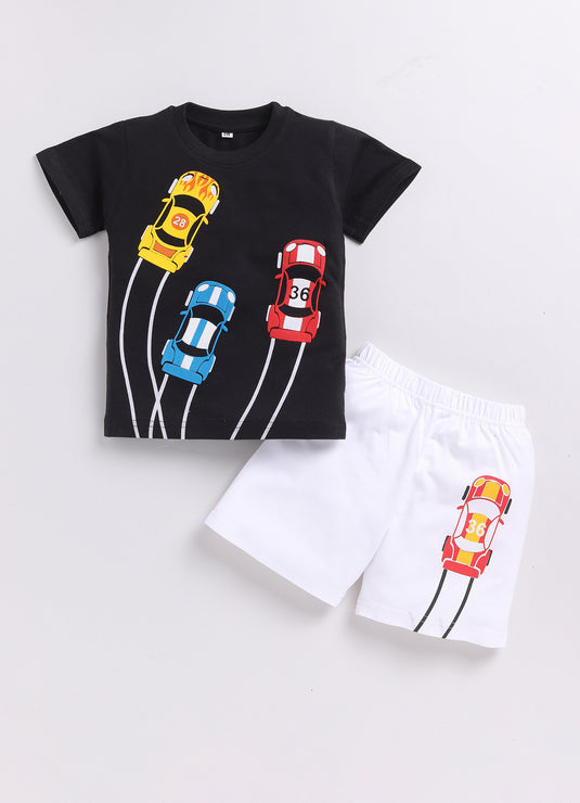 Stylish Cool Racer Summer T-shirt & Short Set for kids Boys