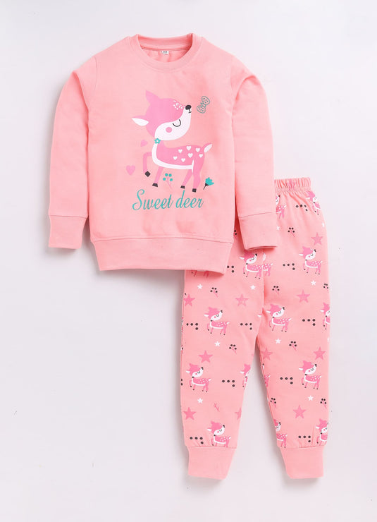 DeerDreams Rose Full Sleeves Sweatshirt and Joggers Set