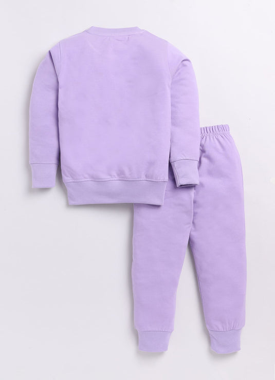 Stylish Lavender Baby Girl's Sweatshirt and Joggers Set