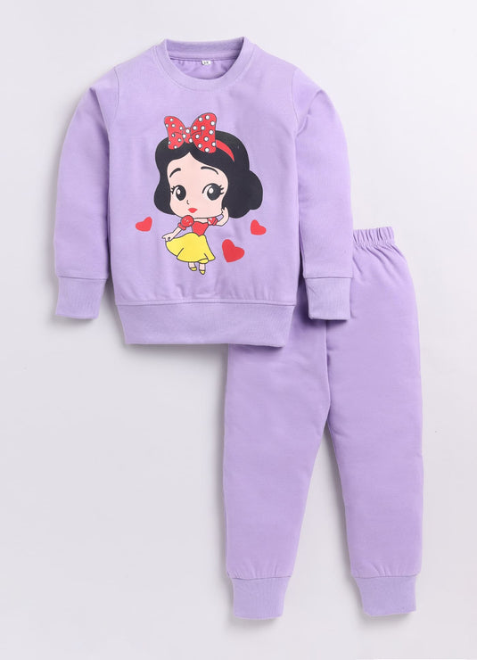 Stylish Lavender Baby Girl's Sweatshirt and Joggers Set