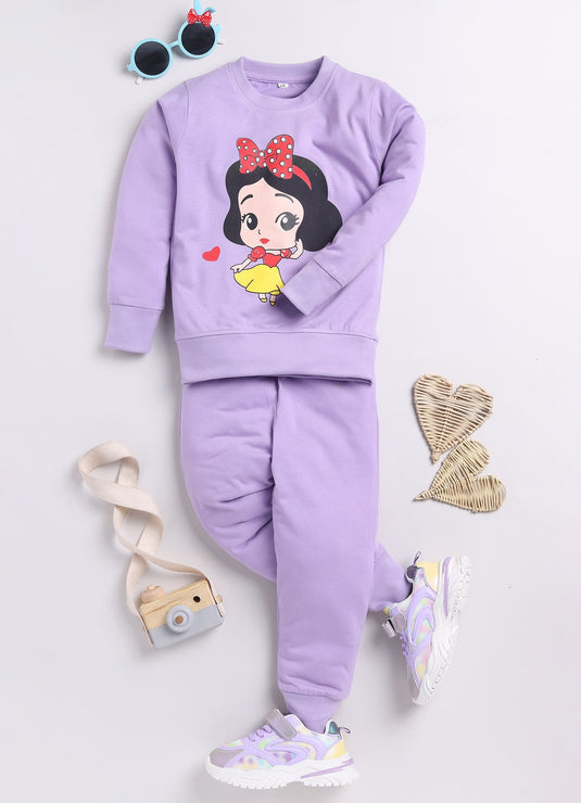 Stylish Lavender Baby Girl's Sweatshirt and Joggers Set