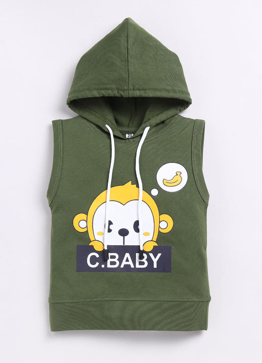 Baby Boy's Green Hoodie and Shorts Set