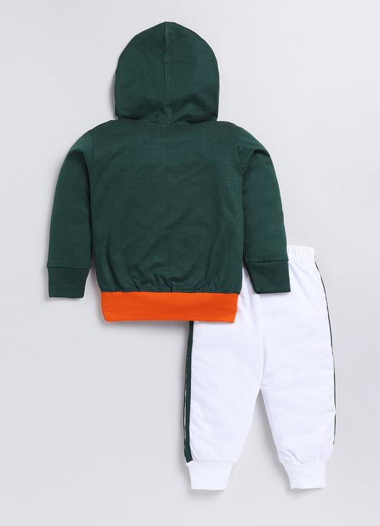 Streetwear contrast colour Cotton Sinker Hoodie & Jogger Full Sleeves Clothing Set