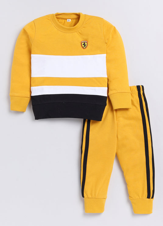 Streetwear contrast colour Cotton Sinker Sweatshirt & Jogger Full Sleeves Clothing Set