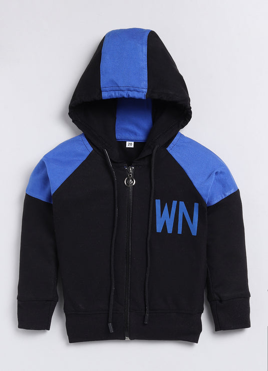 Streetwear Zipper Cotton Sinker Hoodie & Jogger Full Sleeves Clothing Set (RoyalBlue& Black)