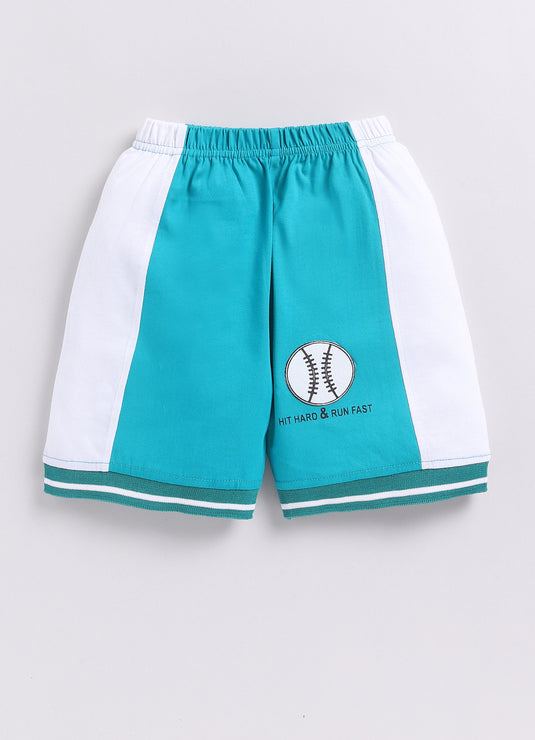 Sea Breeze T-Shirt and Shorts Set for Kids Boys/Girls (Sea Green & White)