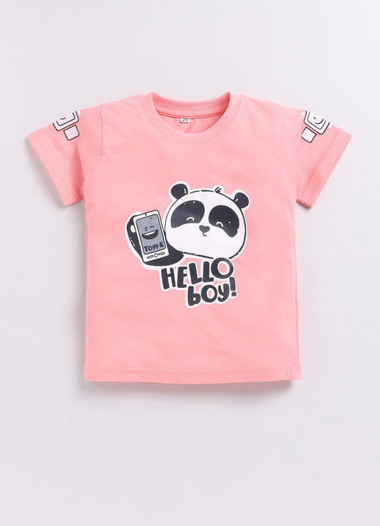 Panda Pals Pink & Black T-Shirt and Shorts Set for kids Girls