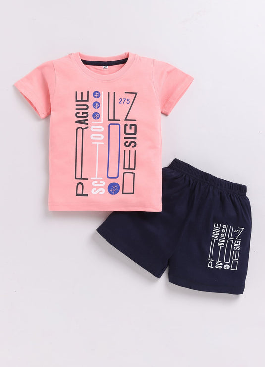 Rosy Charm Rose Pink and Black Summer Set for Kids Boys