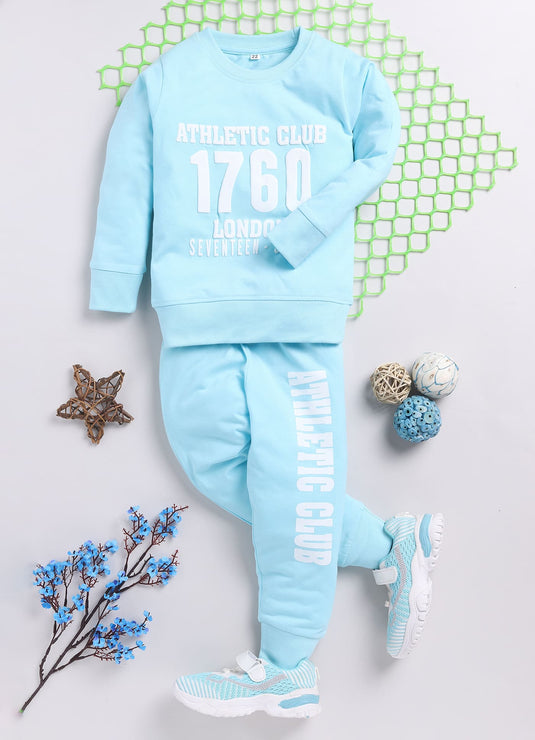 Athletic Club London Blue Full Sleeves Sweatshirt and Joggers Set for Girls/Boys