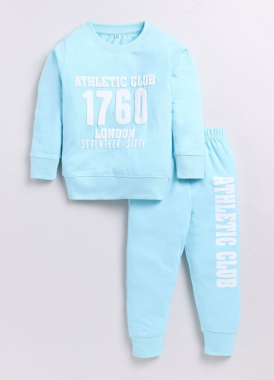 Athletic Club London Blue Full Sleeves Sweatshirt and Joggers Set for Girls/Boys